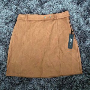 Haute Monde Faux Suede Chestnut Mini Skirt